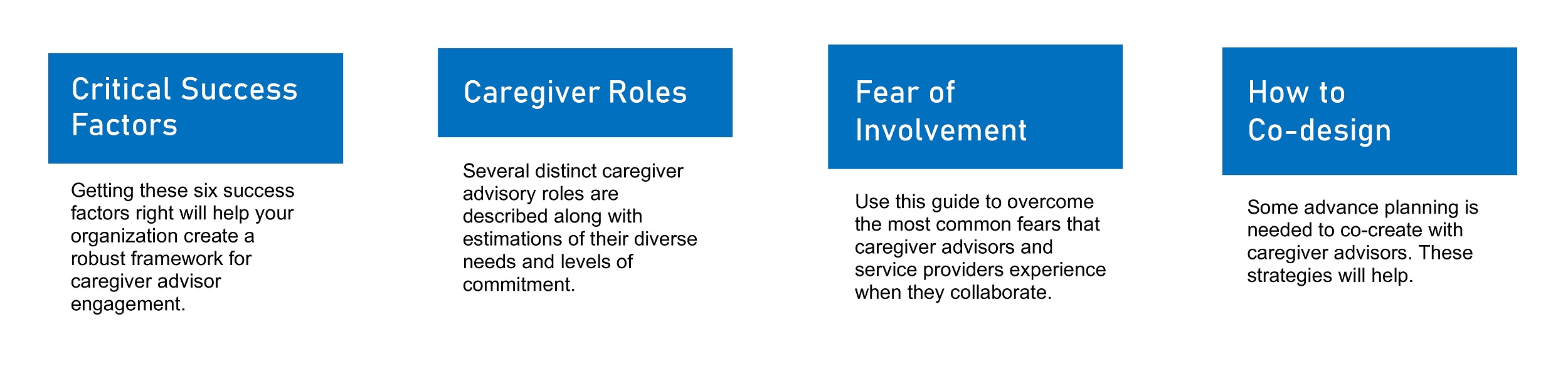Critical success factors; Caregiver roles; Fear of involvements; How to co-design